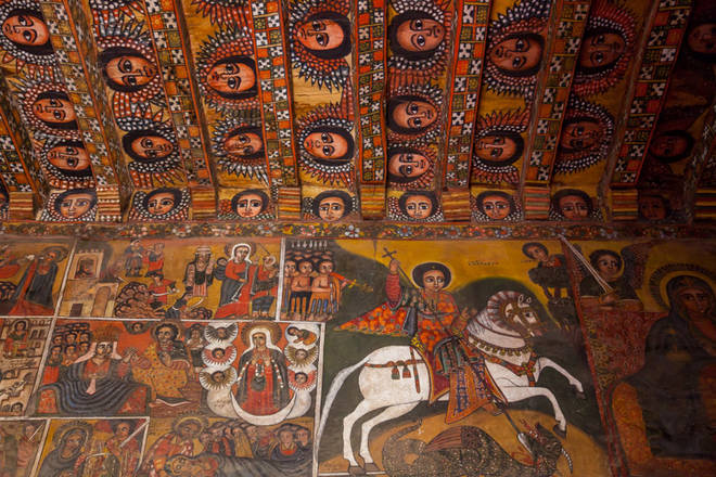 tolle Wandmalereien in der Debre Berhan Selassi - Kirche