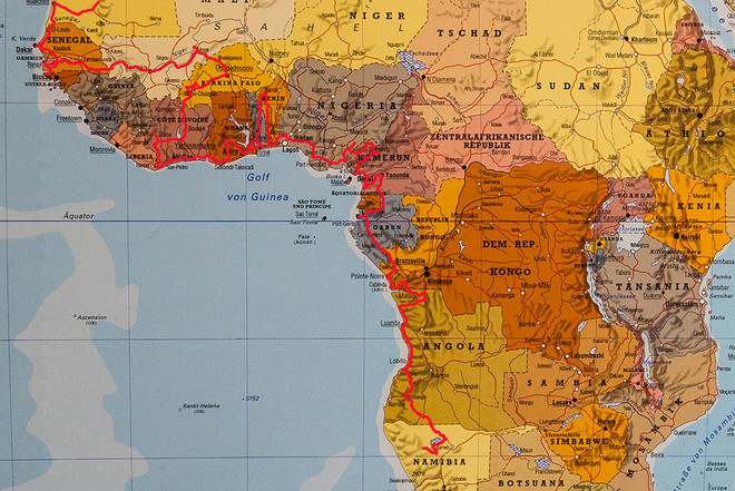 unsere Route in West- und Zentralafrika