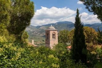 der Glockenturm im Kloster Hosios Lukas
