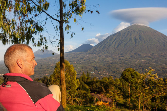 Was für ein Ausblick auf die Virunga Vulkane!