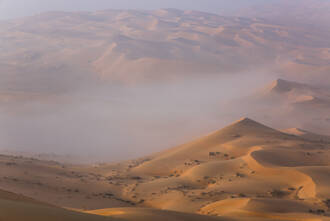 Endlich wieder in der Rub al-Khali - Morgennebel