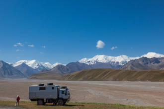 unser erster Übernachtungsplatz in Kirgisistan, natürlich mit Panoramablick...