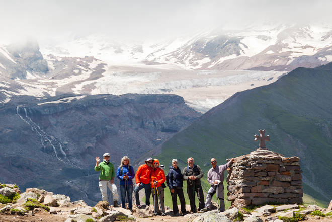 Wanderung zum Pass vor dem Kazbek-Gletscher