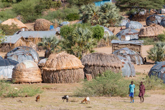eine typische Manyatta-Siedlung der Dassanech