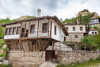 Traditionelle Fachwerkhäuser in Melnik