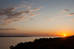 Sonnenuntergang über dem großen See Ysyk Köl